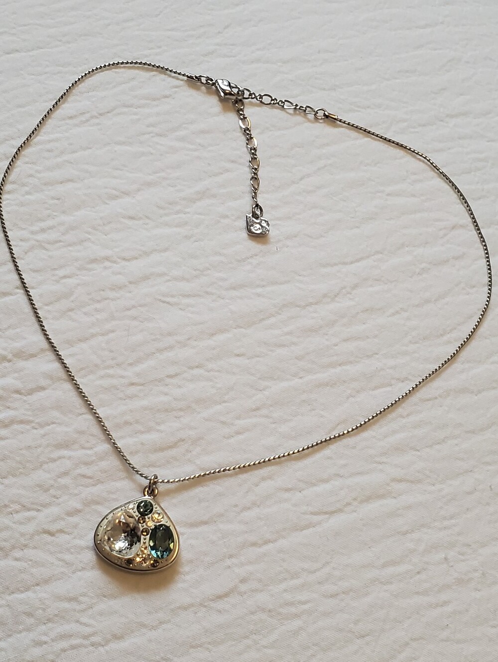 Swarovski Iwalani pendant necklace. Teardrop-shaped design with blue Crystals